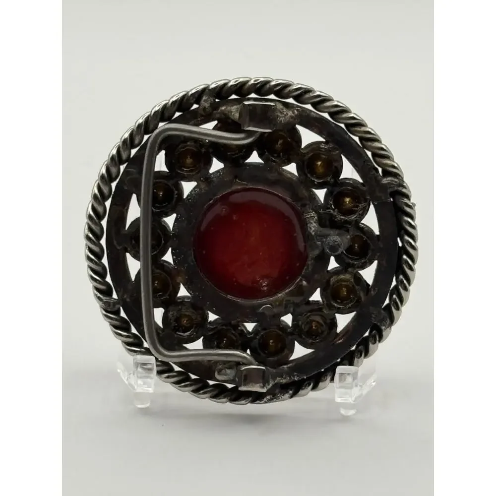 UA Multi Sport Medallion Blue Cabochon Rope Border Belt Buckle Vintage Western
